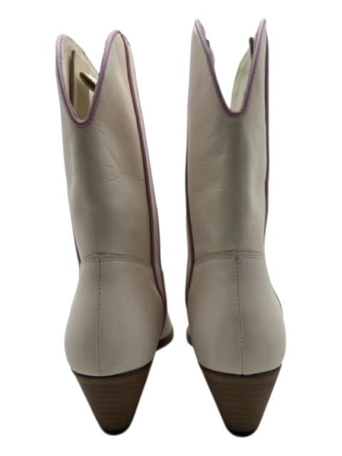 Free People Shoe Size 37.5 Cream & Purple Leather Calf High Western Boots Cream & Purple / 37.5