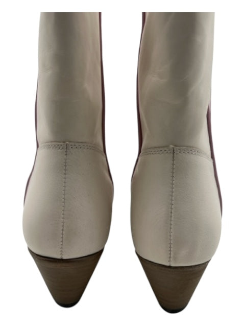 Free People Shoe Size 38 Cream & Purple Leather Calf High Western Boots Cream & Purple / 38