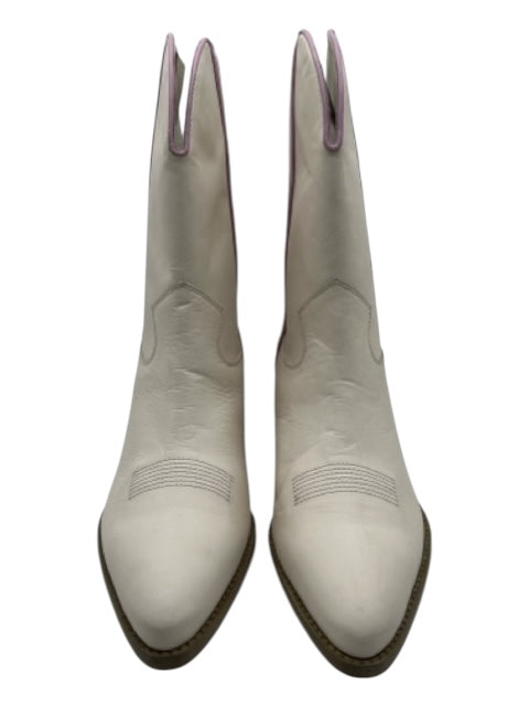 Free People Shoe Size 38 Cream & Purple Leather Calf High Western Boots Cream & Purple / 38