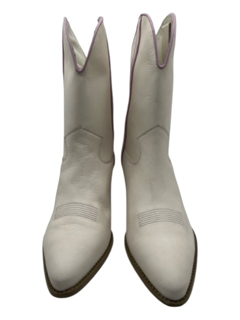 Free People Shoe Size 39 Cream & Purple Leather Calf High Western Boots Cream & Purple / 39