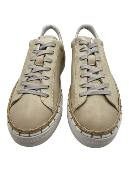 Free People Shoe Size 10 Cream, Beige, Gray, White Leather Espadrille Sneakers Cream, Beige, Gray, White / 10
