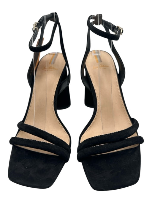 Sam Edelman Shoe Size 8 Black Suede Square Toe Ankle Strap Block Heel Sandals Black / 8