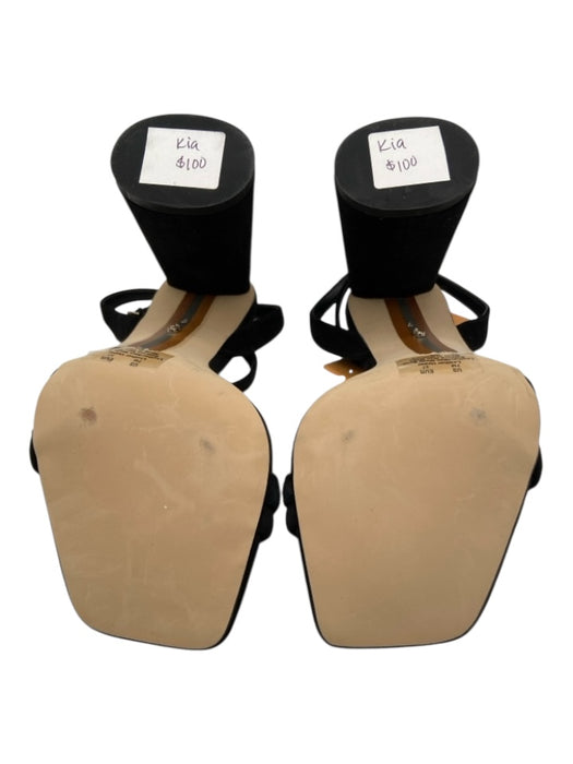 Sam Edelman Shoe Size 7 Black Suede Square Toe Ankle Strap Block Heel Sandals Black / 7