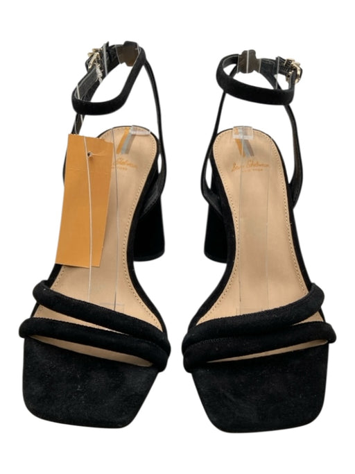 Sam Edelman Shoe Size 7 Black Suede Square Toe Ankle Strap Block Heel Sandals Black / 7