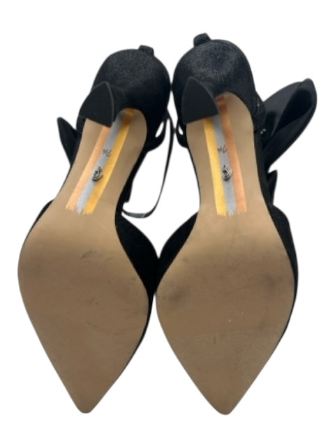Sam Edelman Shoe Size 7.5 Black Suede Reflective Pointed Toe Bow Detail Pumps Black / 7.5