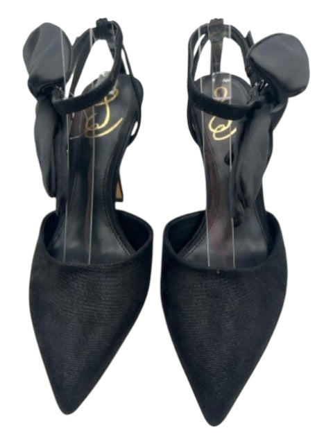 Sam Edelman Shoe Size 7.5 Black Suede Reflective Pointed Toe Bow Detail Pumps Black / 7.5