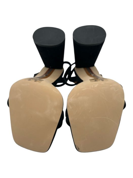 Sam Edelman Shoe Size 10 Black Suede Square Toe Ankle Strap Block Heel Sandals Black / 10