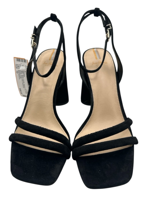Sam Edelman Shoe Size 10 Black Suede Square Toe Ankle Strap Block Heel Sandals Black / 10