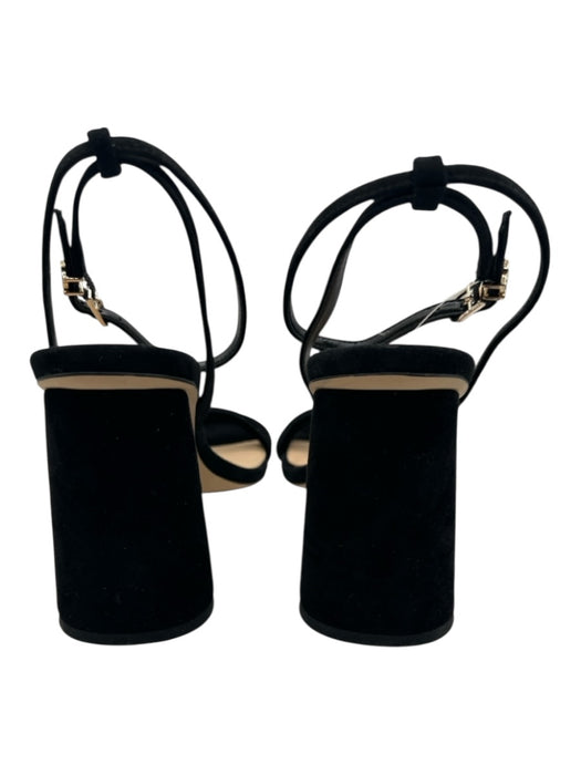 Sam Edelman Shoe Size 9.5 Black Suede Square Toe Ankle Strap Block Heel Sandals Black / 9.5