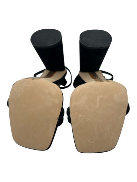 Sam Edelman Shoe Size 9.5 Black Suede Square Toe Ankle Strap Block Heel Sandals Black / 9.5