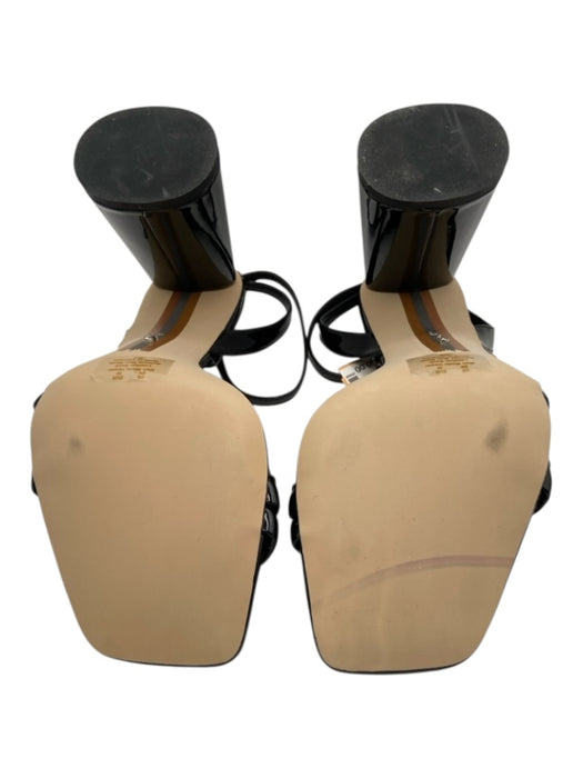 Sam Edelman Shoe Size 9 Black Patent Square Toe Ankle Strap Block Heel Sandals Black / 9