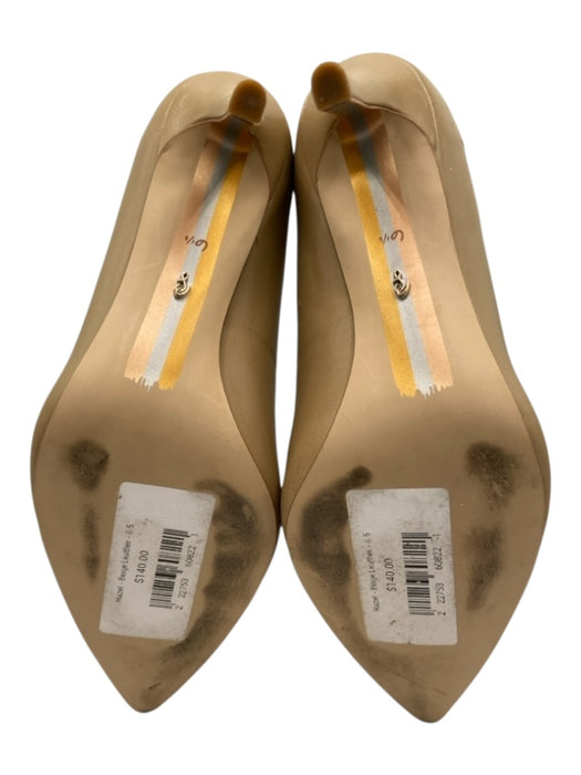 Sam Edelman Shoe Size 6.5 Beige Leather Pointed Toe Gold detail Pumps Beige / 6.5
