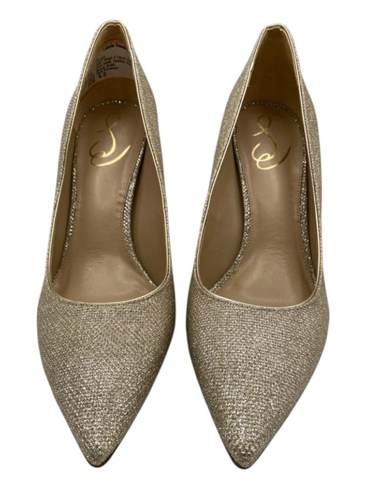 Sam Edelman Shoe Size 9.5 Beige & Silver Suede Pointed Toe Gold detail Pumps Beige & Silver / 9.5