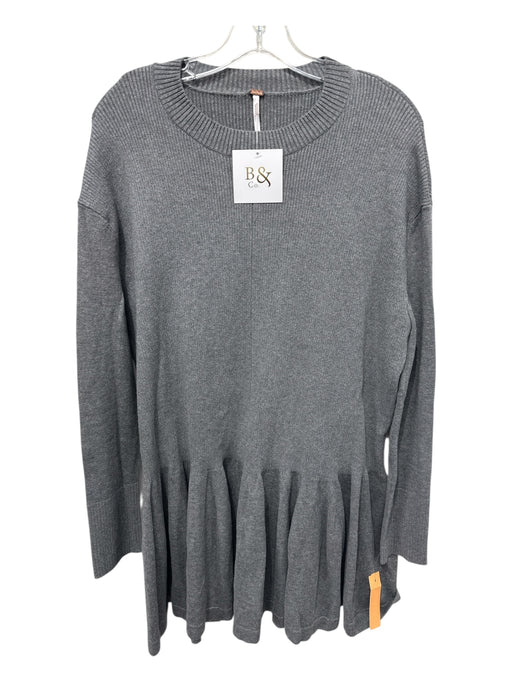 Free People Size XS Gray Viscose Blend Rib Knit Solid Drop Waist Dress Gray / XS