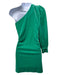 S'edge Size L Green Polyester Blend Velour Solid One Shoulder Above Knee Dress Green / L
