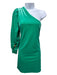 S'edge Size L Green Polyester Blend Velour Solid One Shoulder Above Knee Dress Green / L
