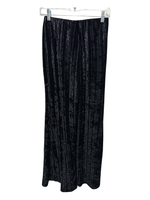 Free People Size XS Black Polyester Blend Crushed Velvet tonal stripe Pants Black / XS