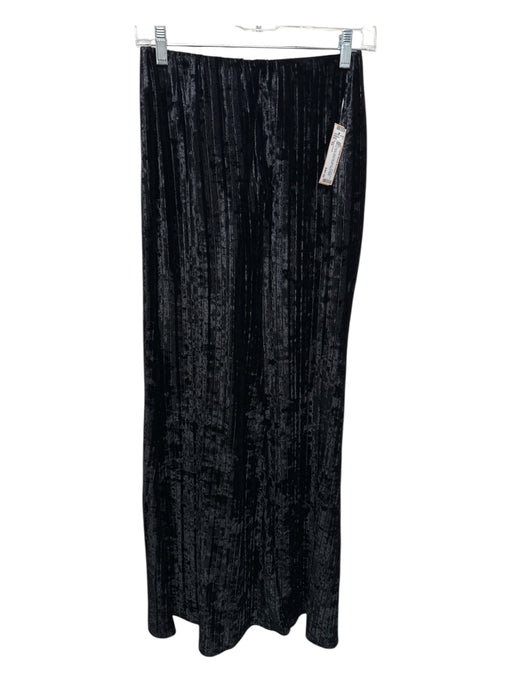 Free People Size XS Black Polyester Blend Crushed Velvet tonal stripe Pants Black / XS