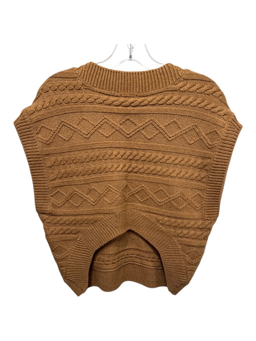 Pistola Size M light brown Wool Blend Cable Knit V Neck Vest Sweater light brown / M