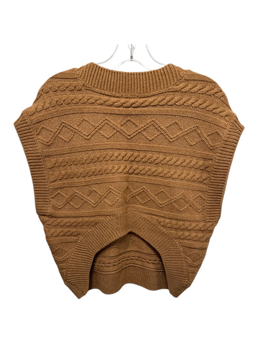 Pistola Size M light brown Wool Blend Cable Knit V Neck Vest Sweater light brown / M