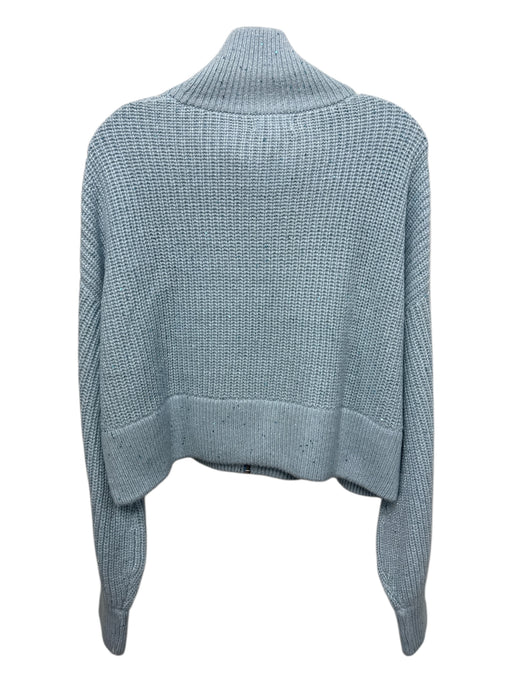 S'edge Size L Sky Blue Nylon Blend Sequin Detail Rib Knit Zip Up Jacket Sky Blue / L