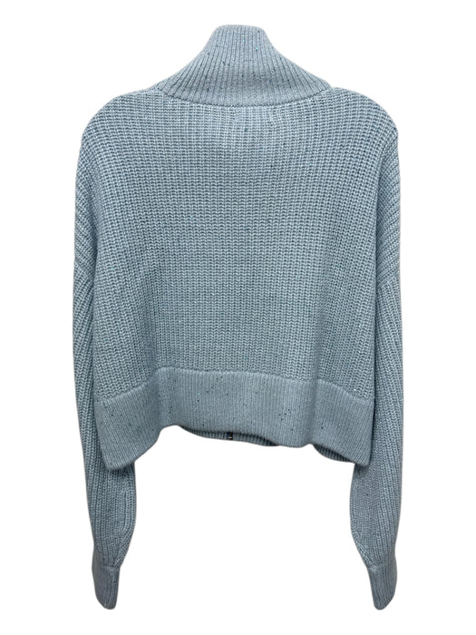 S'edge Size L Sky Blue Nylon Blend Sequin Detail Rib Knit Zip Up Jacket Sky Blue / L