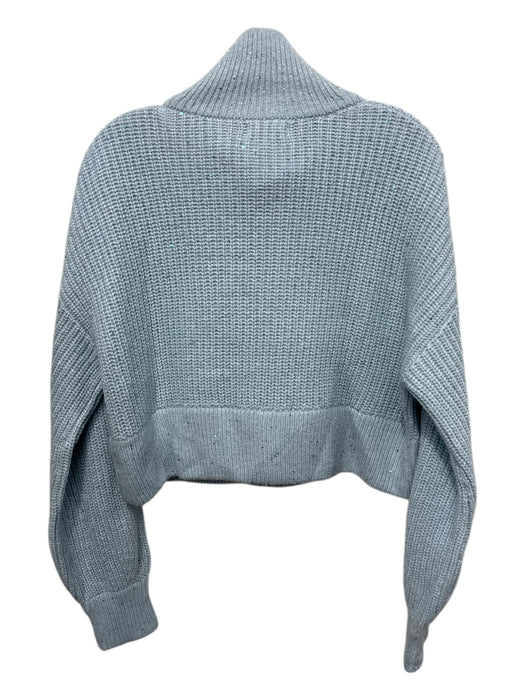 S'edge Size S Sky Blue Nylon Blend Sequin Detail Rib Knit Zip Up Jacket Sky Blue / S