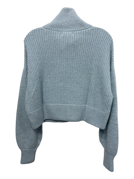 S'edge Size M Sky Blue Nylon Blend Sequin Detail Rib Knit Zip Up Jacket Sky Blue / M