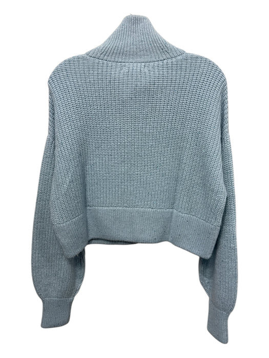 S'edge Size M Sky Blue Nylon Blend Sequin Detail Rib Knit Zip Up Jacket Sky Blue / M