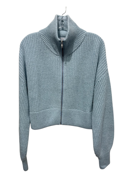 S'edge Size M Sky Blue Nylon Blend Sequin Detail Rib Knit Zip Up Jacket Sky Blue / M