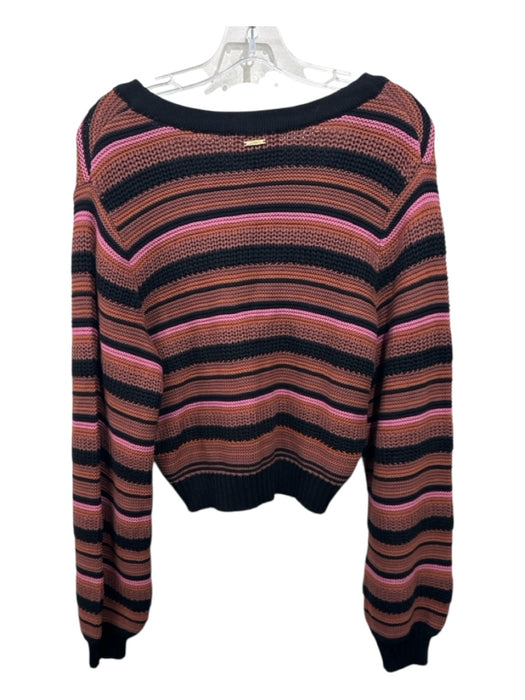 Cleobella Size S Brown, Pink, Black Cotton Stripe Button Down Cropped Cardigan Brown, Pink, Black / S