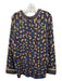 Free People Size XS Blue, Yellow, Purple Cotton Blend V Neck Contrast Sweater Blue, Yellow, Purple / XS