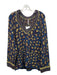 Free People Size XS Blue, Yellow, Purple Cotton Blend V Neck Contrast Sweater Blue, Yellow, Purple / XS