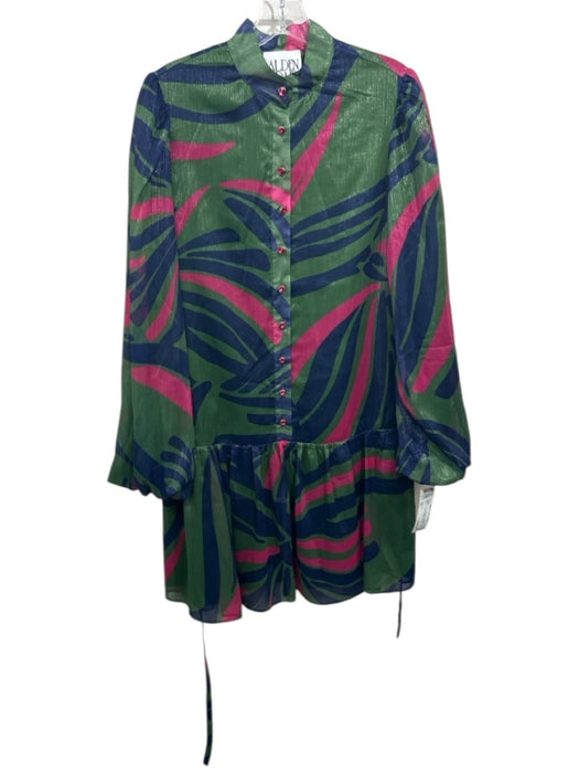 Alden Adair Size XS Green, Blue, Pink Polyester Metallic Thread Abstract Dress Green, Blue, Pink / XS