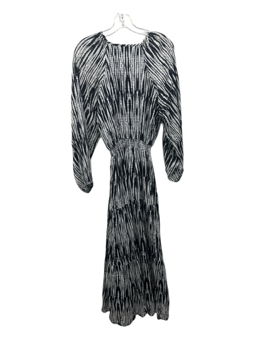 Elizabeth James the Label Size XS Cream & Black Cotton Crepe Plunge Maxi Dress Cream & Black / XS