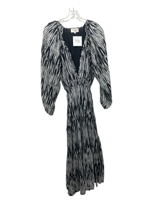 Elizabeth James the Label Size XS Cream & Black Cotton Crepe Plunge Maxi Dress Cream & Black / XS