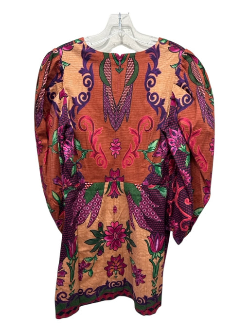 Alden Adair Size L Orange, Purple, Green Cotton Blend Birds & Floral Shift Dress Orange, Purple, Green / L
