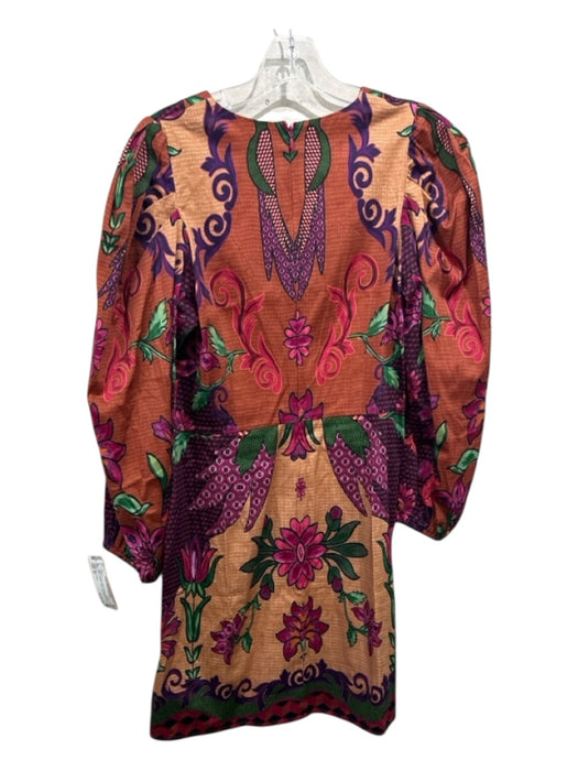 Alden Adair Size M Orange, Purple, Green Cotton Blend Birds & Floral Shift Dress Orange, Purple, Green / M