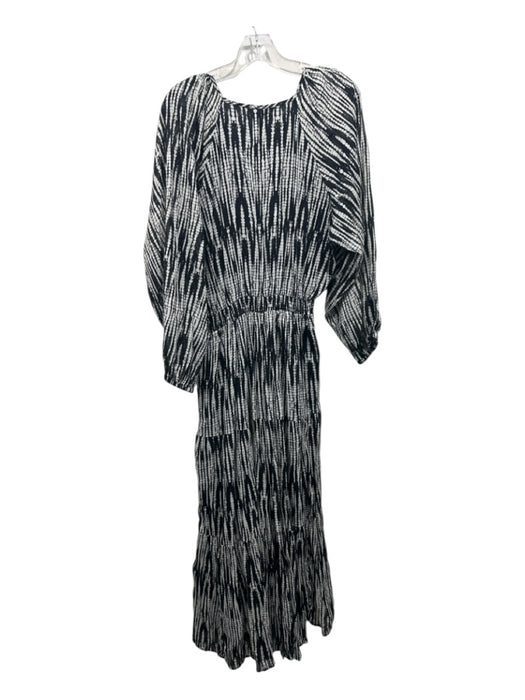 Elizabeth James the Label Size M Cream & Black Cotton Crepe Plunge Maxi Dress Cream & Black / M