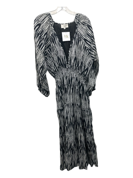 Elizabeth James the Label Size M Cream & Black Cotton Crepe Plunge Maxi Dress Cream & Black / M