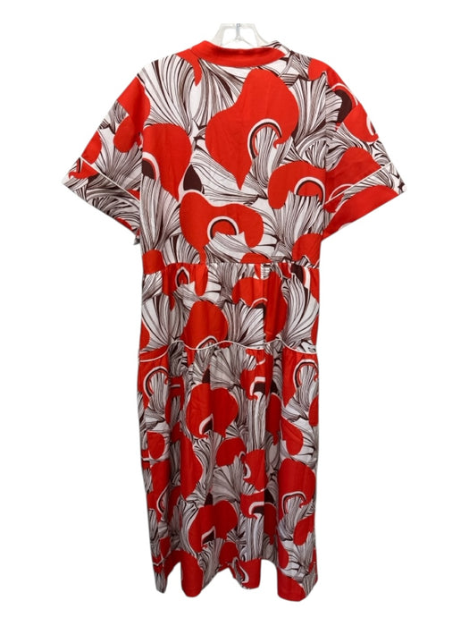 CROSBY by Mollie Burch Size L Orange, Brown, White Polyester Button Down Dress Orange, Brown, White / L