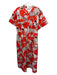 CROSBY by Mollie Burch Size L Orange, Brown, White Polyester Button Down Dress Orange, Brown, White / L