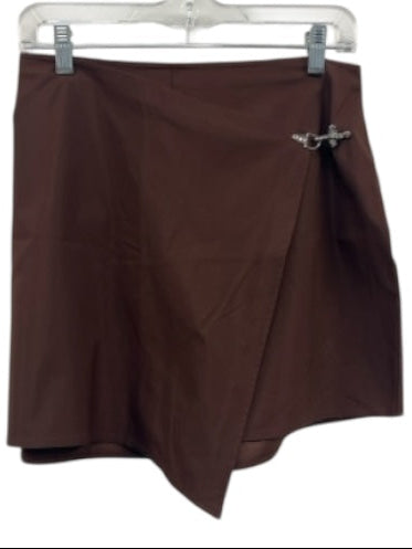 Alden Adair Size L Chocolate Brown Polyester Wrap Skort Hardware Detail Skirt Chocolate Brown / L