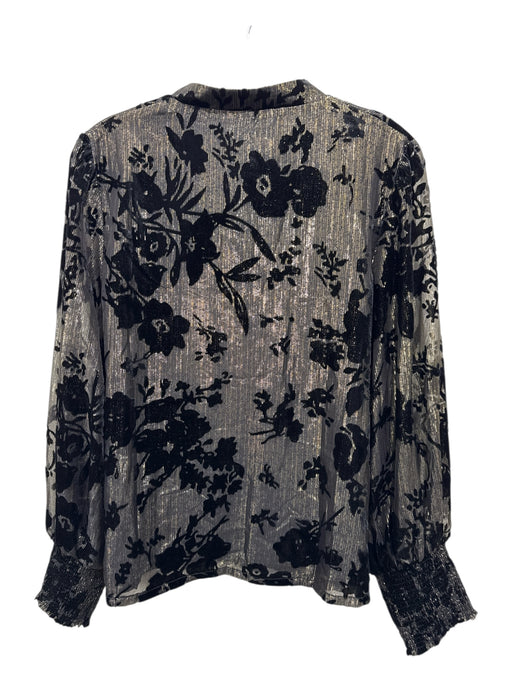 S'edge Size L Black & Gold Viscose Blend burnout velvet Metallic Stripe Top Black & Gold / L