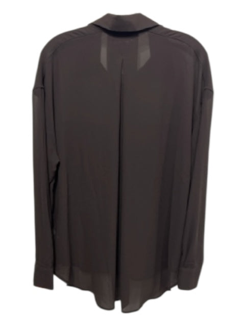 Pistola Size S Brown Polyester Semi Sheer Solid Long Sleeve Top Brown / S