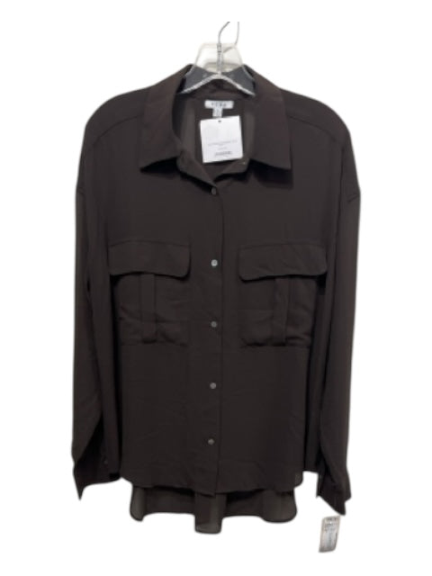 Pistola Size S Brown Polyester Semi Sheer Solid Long Sleeve Top Brown / S