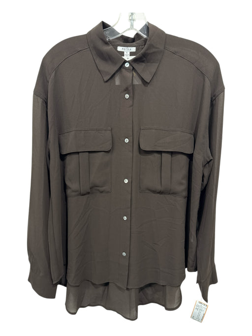 Pistola Size XS Brown Polyester Semi Sheer Solid Long Sleeve Top Brown / XS