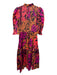 Alden Adair Size S Pink, Orange, & Black Cotton Blend Short Puff Sleeve Dress Pink, Orange, & Black / S