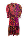 Alden Adair Size S Pink, Orange, & Black Cotton Blend Short Puff Sleeve Dress Pink, Orange, & Black / S