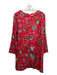 Sheridan French Size L Red, Pink, Green Polyester Floral Flower Applique Dress Red, Pink, Green / L